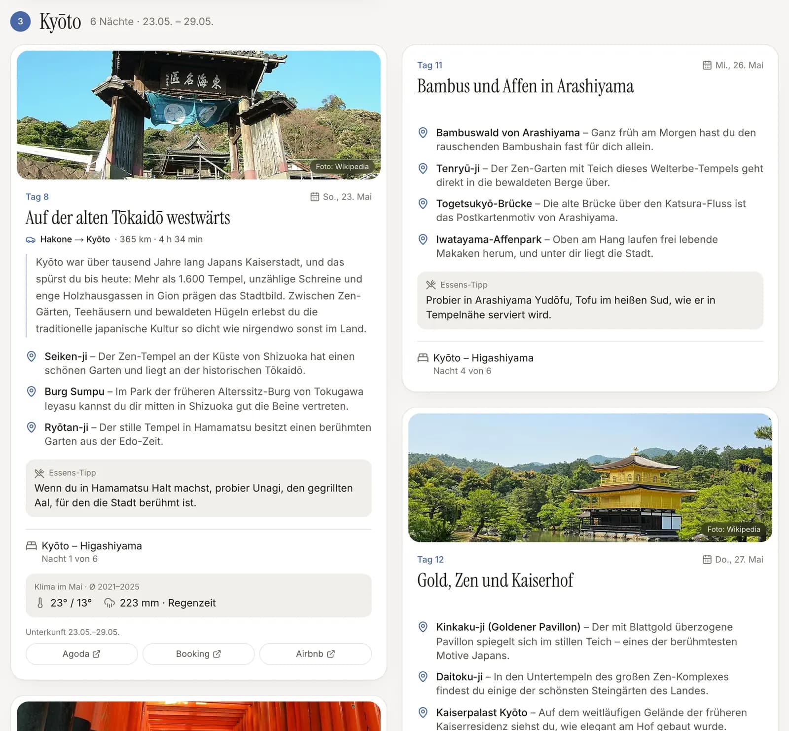 Routen-Guide mit Tages-Cards für die ersten Tage in Tokio